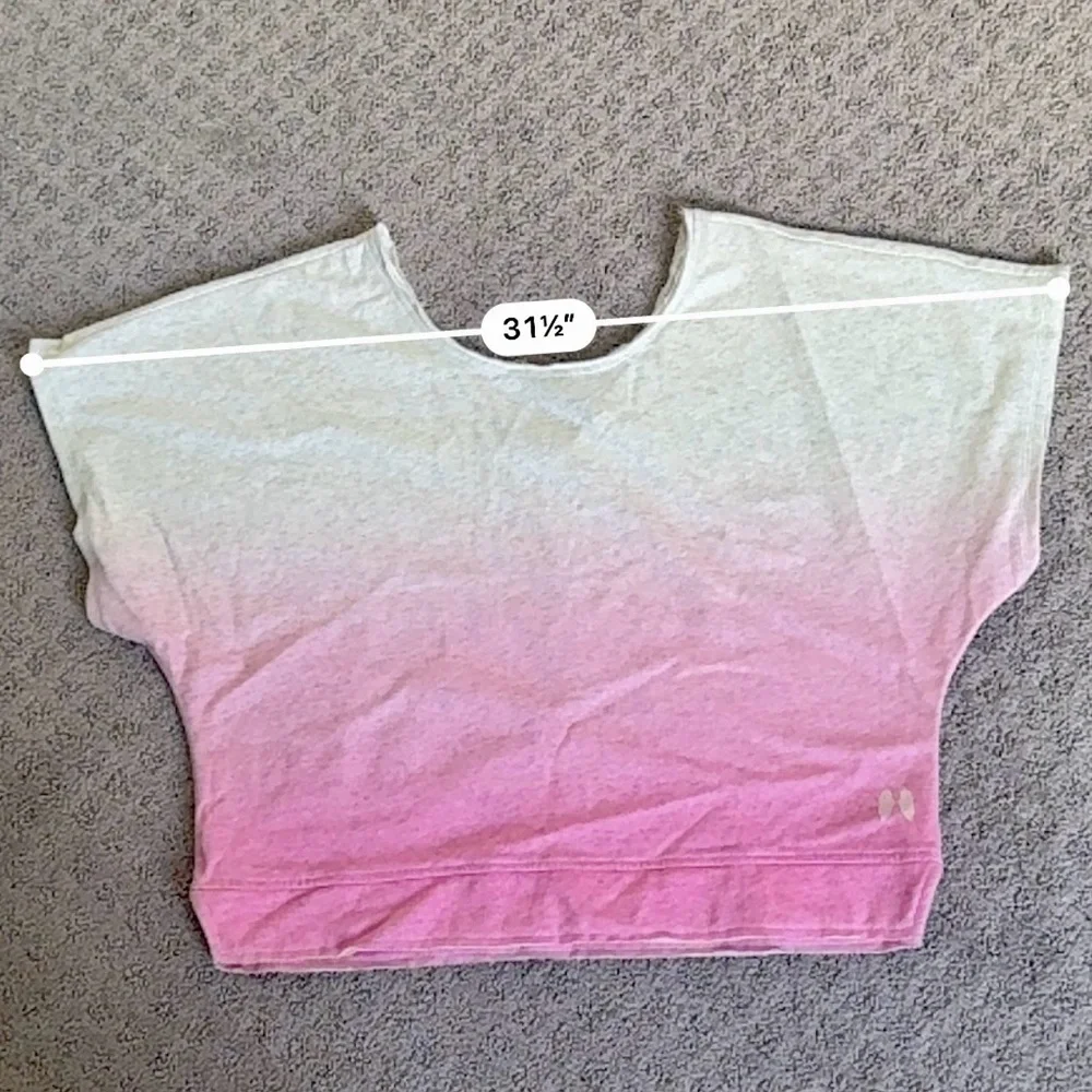 Victoria’s Secret heather grey & pink faded tie dye frayed flutter sleeves top